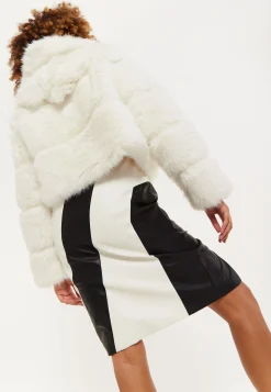 House of Holland White Faux Fur Cropped Jacket
