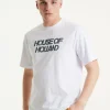 House of Holland White Laser Cut Transfer Printed T-shirt With A Shimm