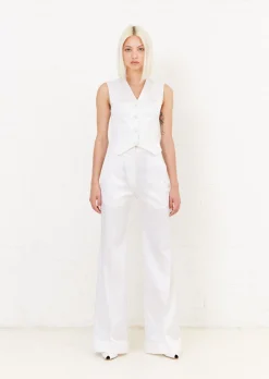 House of Holland White Satin Tailored Flared Trouser