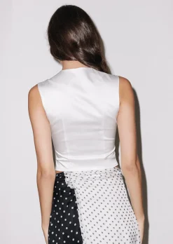 House of Holland White Satin Tailored Waistcoat