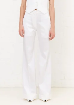 House of Holland White Satin Tailored Flared Trouser