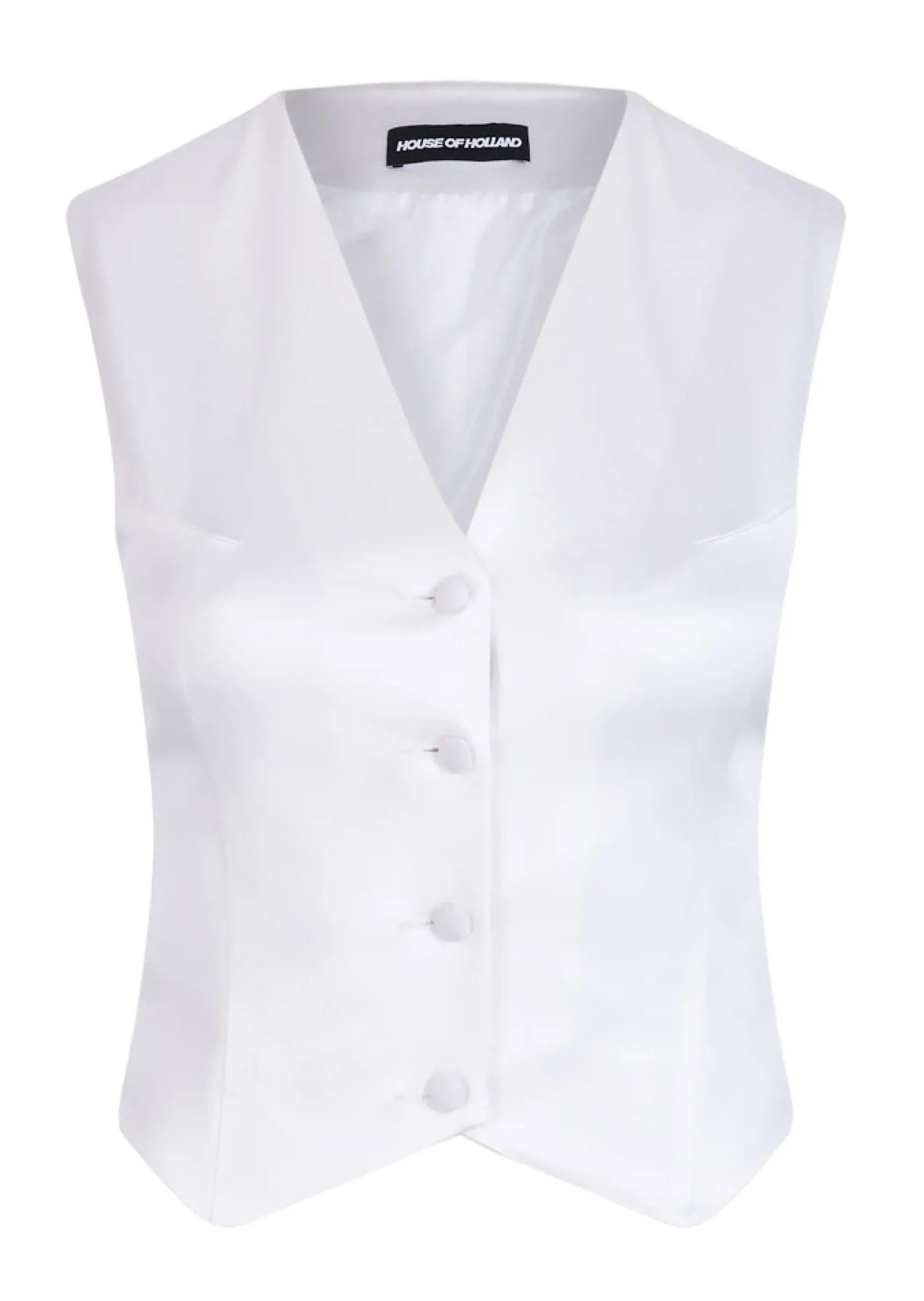 House of Holland White Satin Tailored Waistcoat