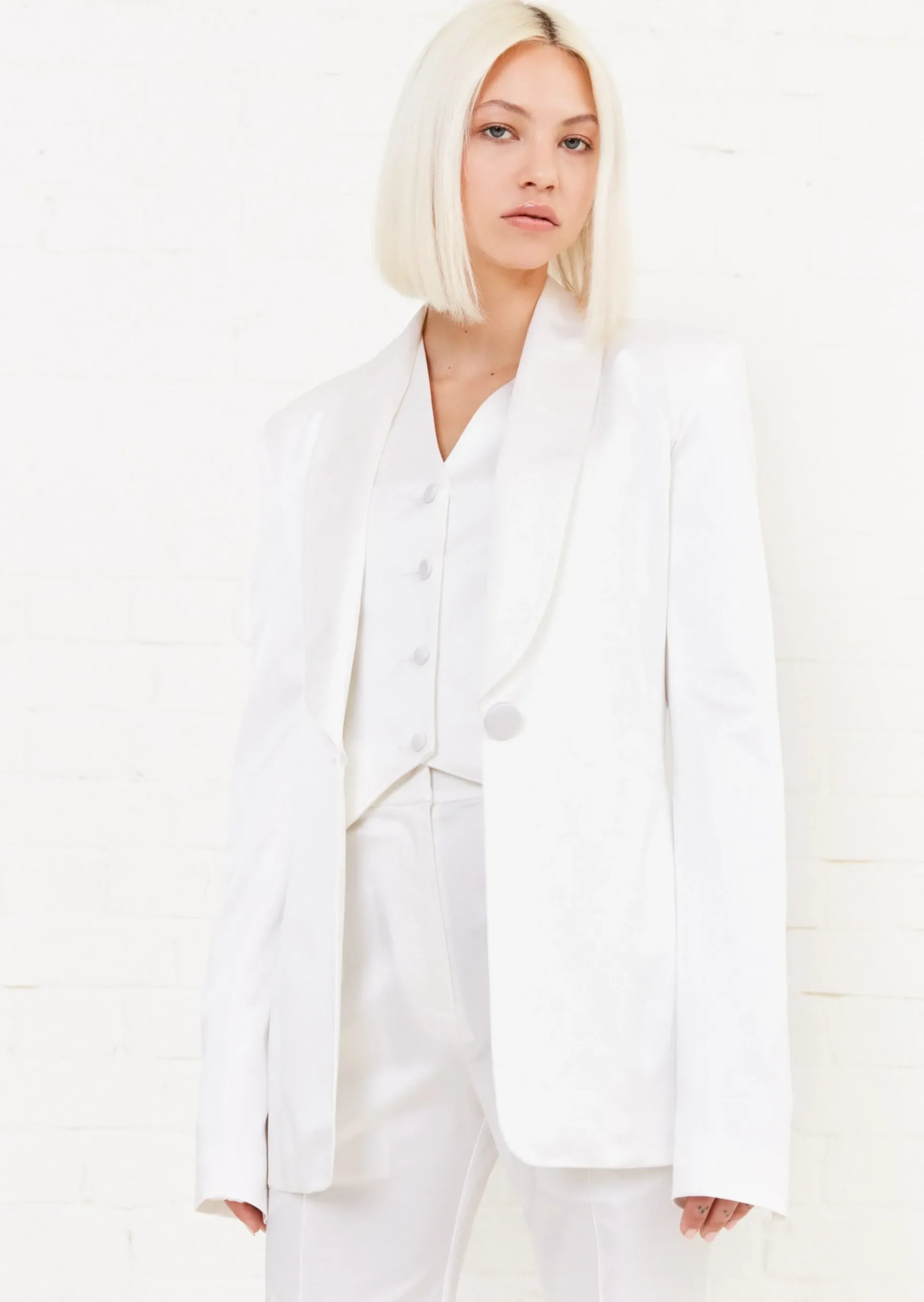 House of Holland White Satin Tailored Jacket
