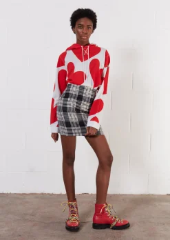 House of Holland Wool Black And White Check Mini Skirt