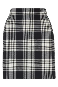 House of Holland Wool Black And White Check Mini Skirt