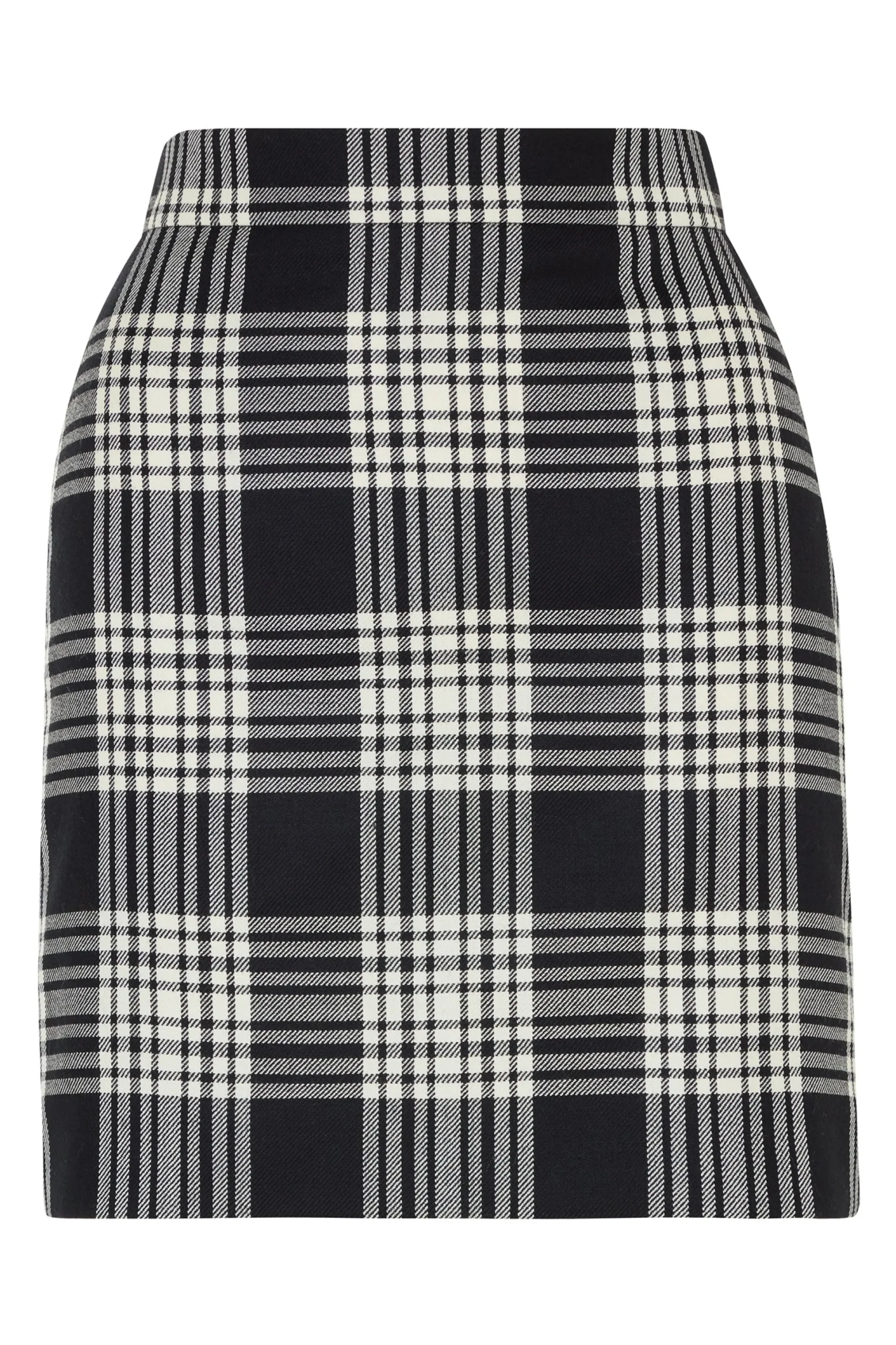 House of Holland Wool Black And White Check Mini Skirt