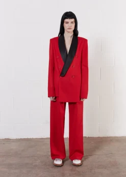 House of Holland Wool Red Double Breasted Suit Jacket