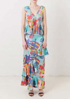 Nova Print Satin Maxi Dress | House of Holland