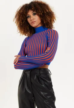 Orange And Blue Knitted Jumper