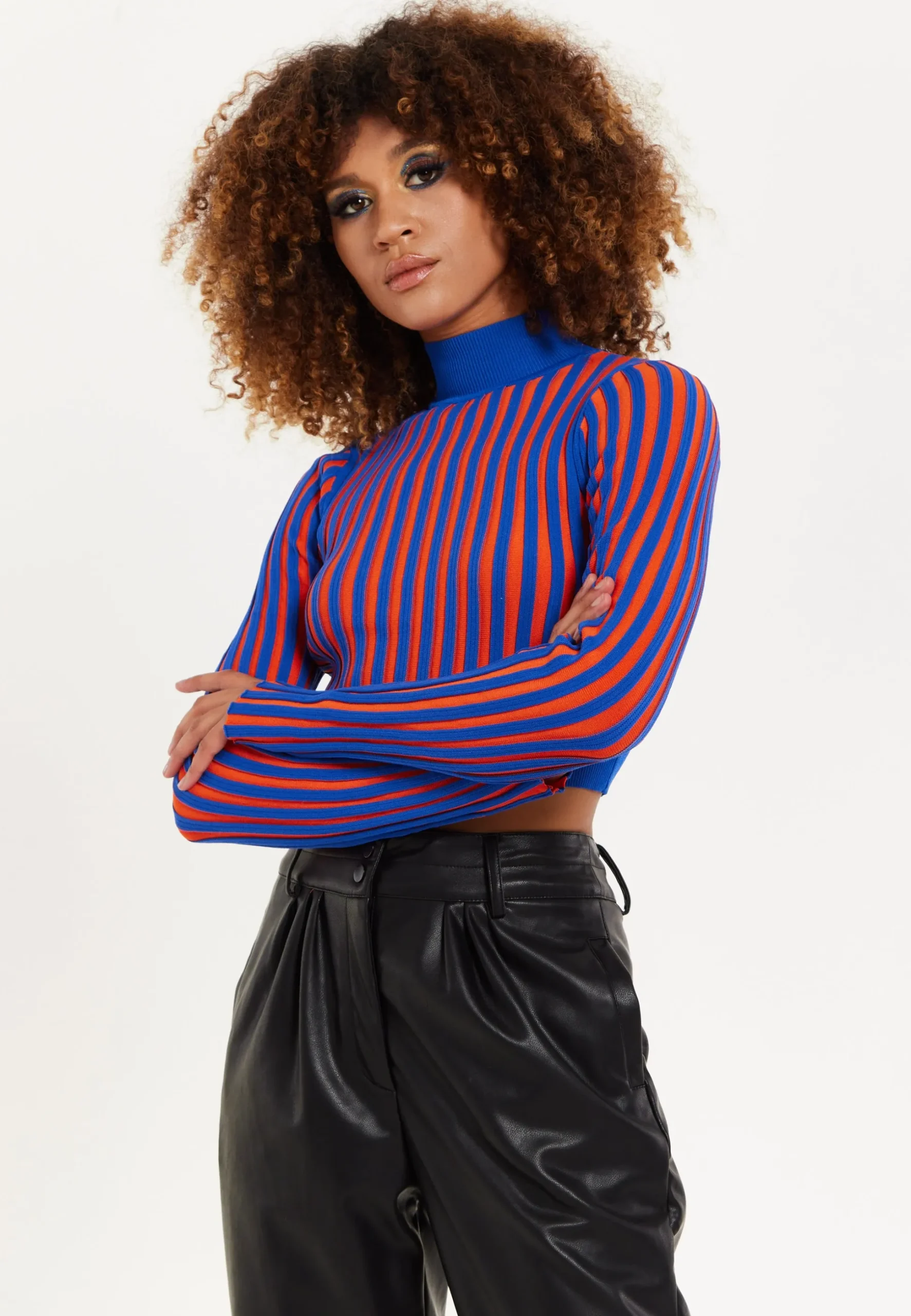 Orange And Blue Knitted Jumper