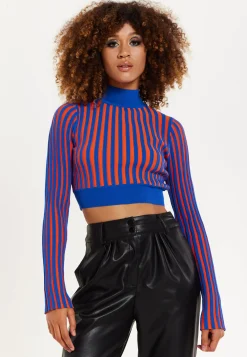 Orange And Blue Knitted Jumper