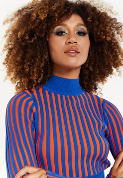 Orange And Blue Knitted Jumper