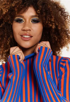 Orange And Blue Knitted Jumper
