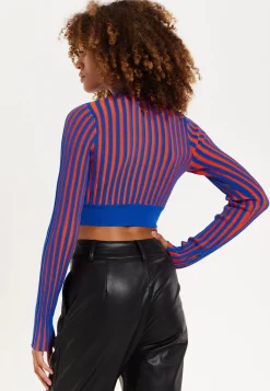 Orange And Blue Knitted Jumper