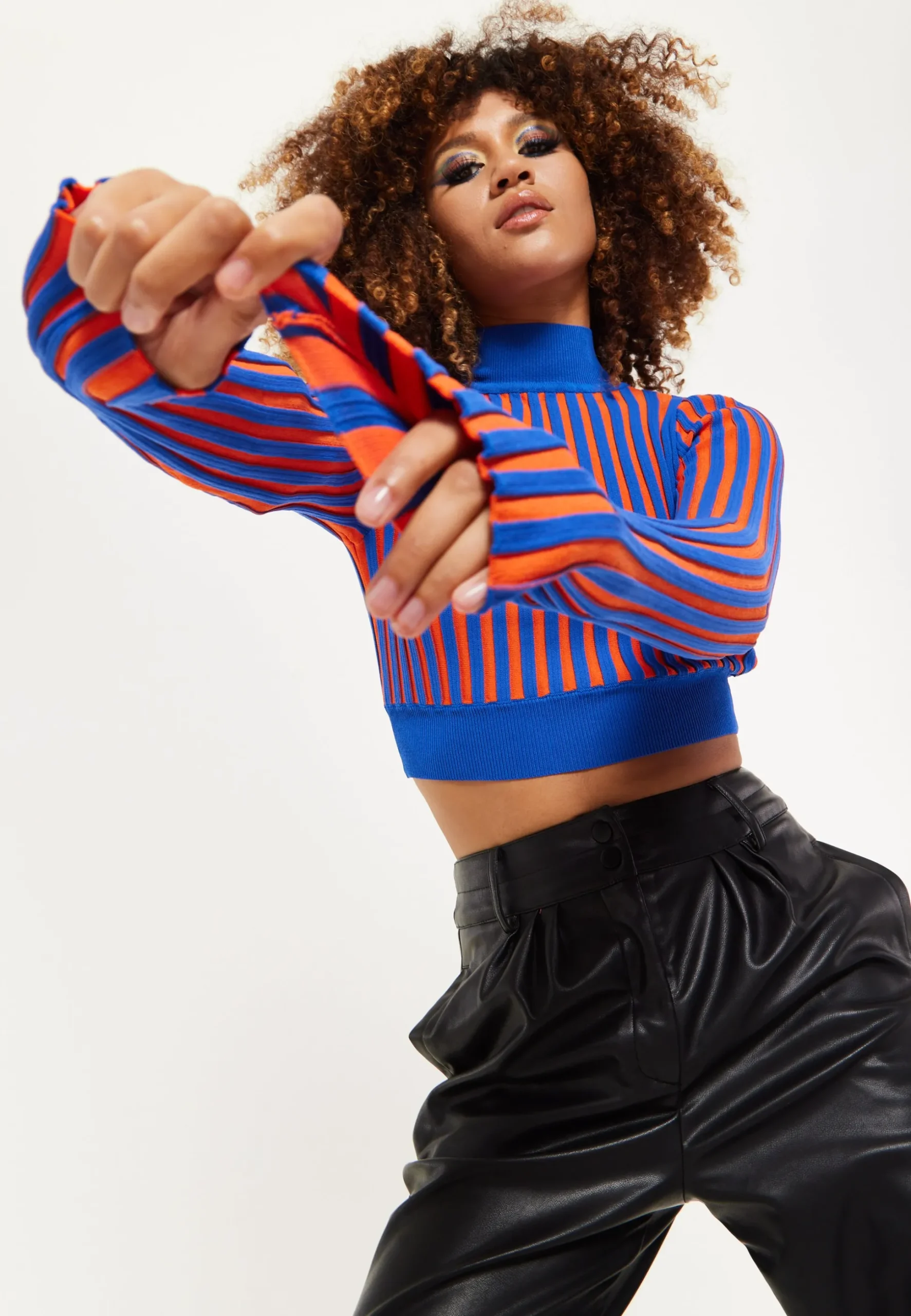 Orange And Blue Knitted Jumper