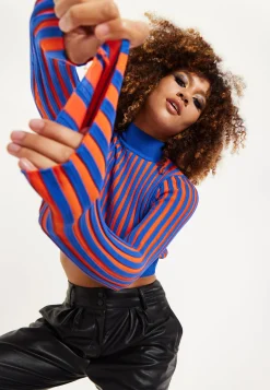 Orange And Blue Knitted Jumper
