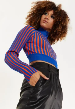 Orange And Blue Knitted Jumper