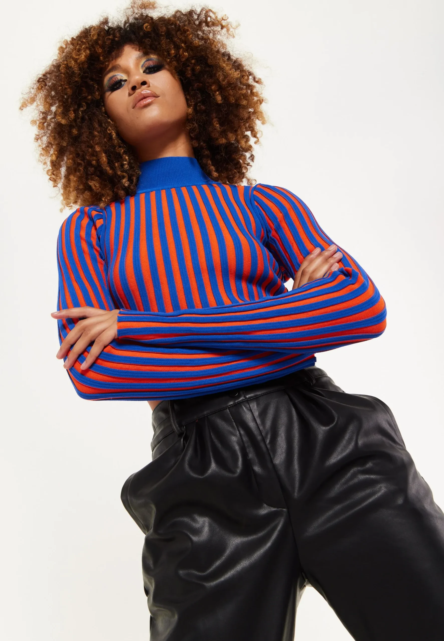 Orange And Blue Knitted Jumper