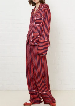 Red & Navy Stripe Pyjama Style Trousers | House of Holland
