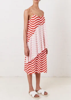 Red And Pink Wave Slip Dress | House of Holland