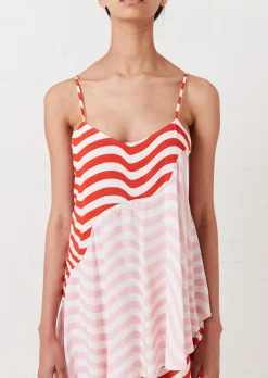 Red And Pink Wave Slip Dress | House of Holland
