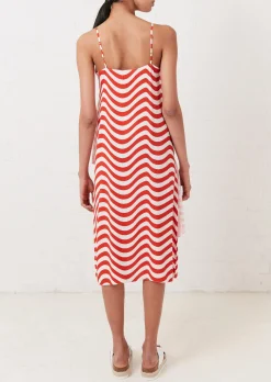 Red And Pink Wave Slip Dress | House of Holland