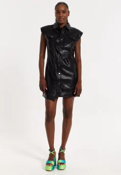 Rocker Faux Leather Twist Dress
