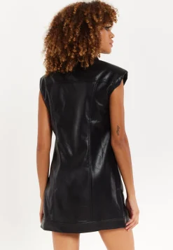 Rocker Faux Leather Twist Dress