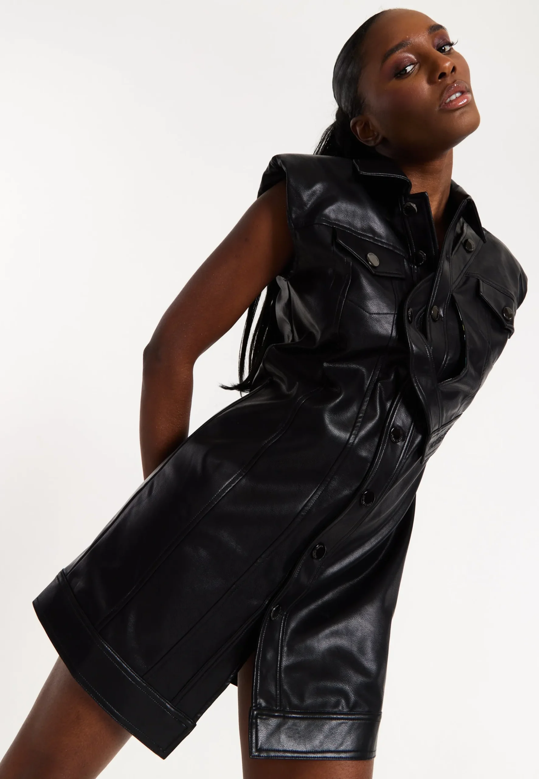 Rocker Faux Leather Twist Dress
