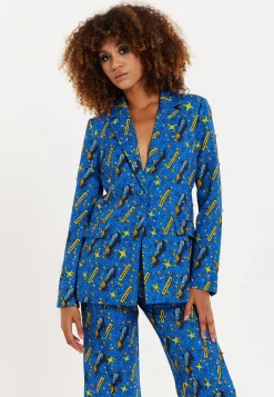 Rocket Print Diamante Embellished Blazer