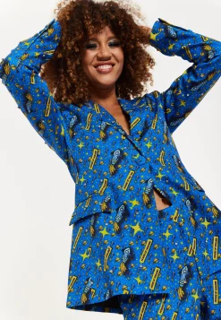 Rocket Print Diamante Embellished Blazer