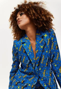 Rocket Print Diamante Embellished Blazer