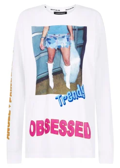@shesvague 'Obsessed' White Long Sleeve Tee | House of Holland