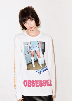 @shesvague 'Obsessed' White Long Sleeve Tee | House of Holland