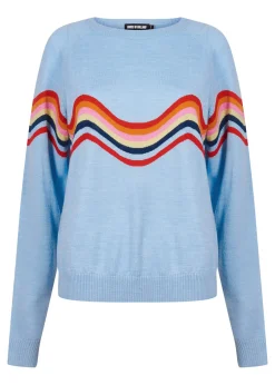 Wavy Peace Cut Out Jumper (Blue) | House of Holland