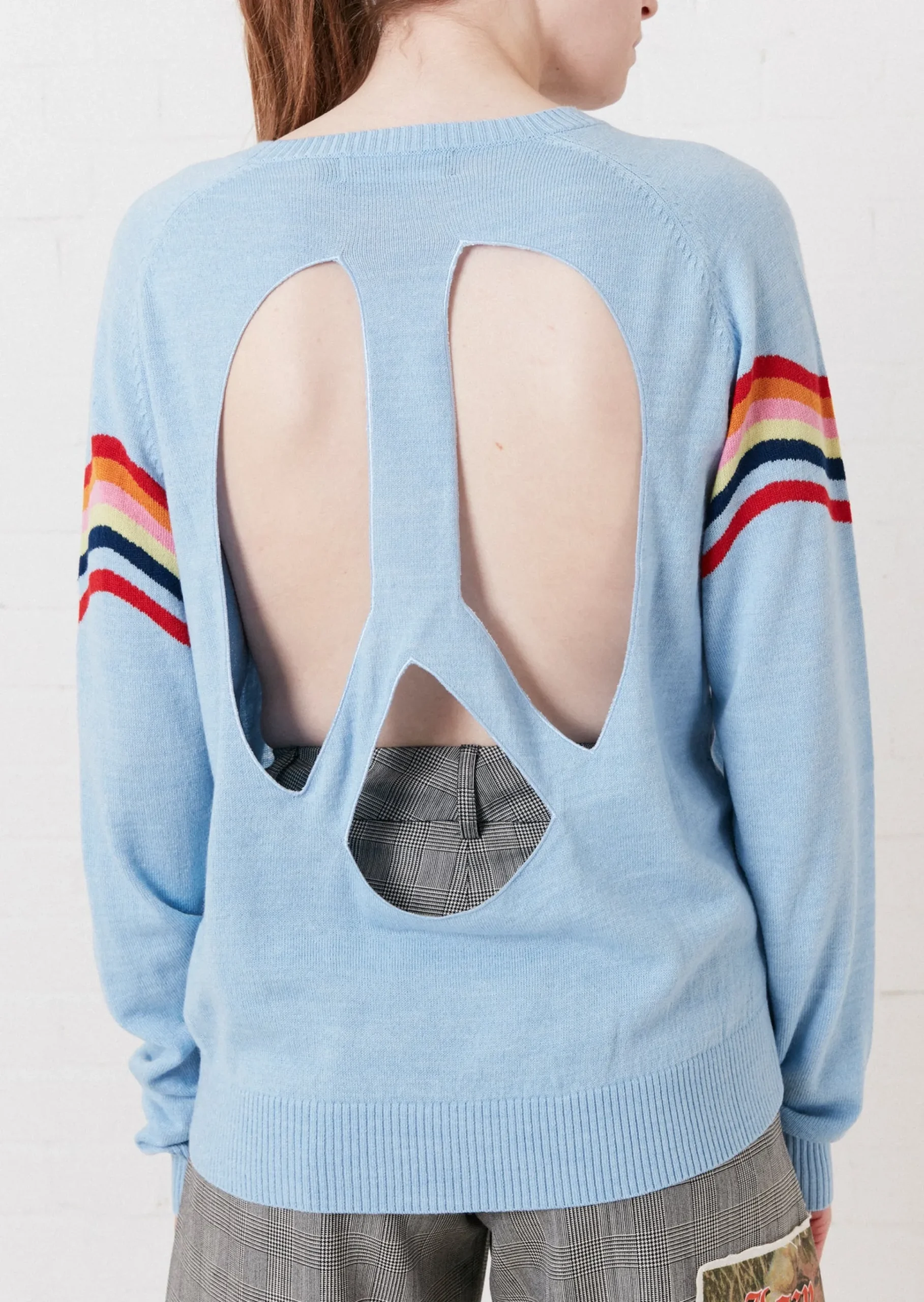 Wavy Peace Cut Out Jumper (Blue) | House of Holland